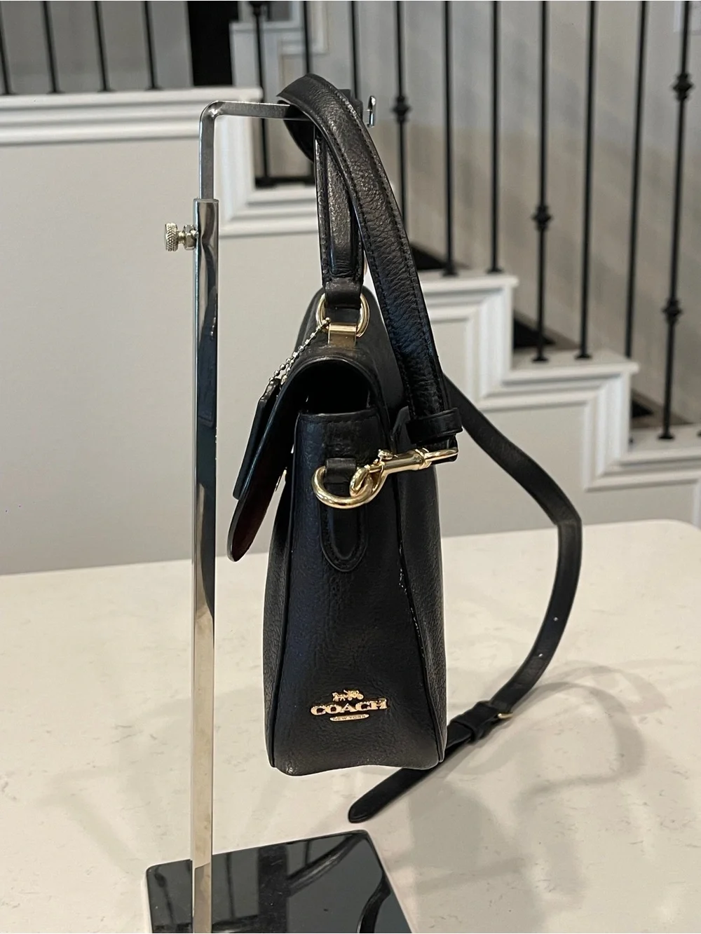 Coach C1557 Marlie Top Handle Leather Satchel/Shoulder Bag in Black